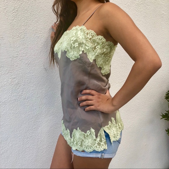 $120 Planet Blue / Gold Hawk Romantic Lace Cami - Picture 4 of 7